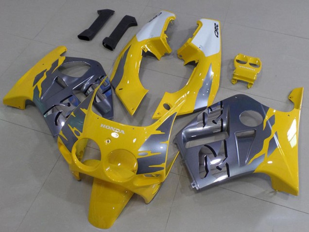 1988-1989 Honda CBR250RR MC19 Motorcycle Fairings - White Yellow Silver