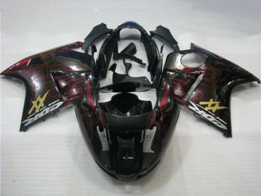 1996-2007 Honda CBR1100XX Blackbird Abs Motorcycle Fairings - Glossy Black Red Flame