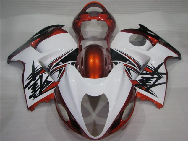 1996-2007 Suzuki GSXR 1300 Hayabusa Motorcycle Fairings - White Orange Black