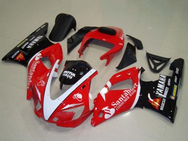 1998-1999 Yamaha YZF R1 Motorcycle Fairings - Red White Glossy Black Motul Santander