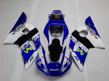1998-2002 Yamaha YZF R6 Motorcycle Fairings - White Blue Black MoviStar ENEOS Yamalube