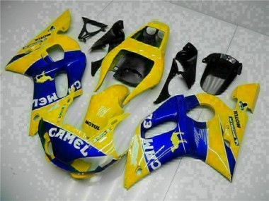 1998-2002 Yamaha YZF R6 Motorcycle Fairings - Yellow Blue White Camel Motul
