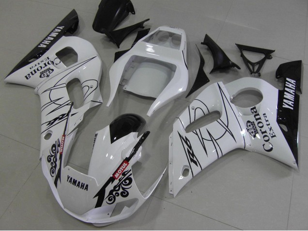 1998-2002 Yamaha YZF R6 Motorcycle Fairings - White Black Red Corona Motul