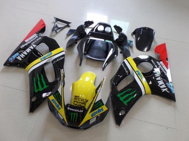1998-2002 Yamaha YZF R6 Motorcycle Fairings - Glossy Black Yellow Red Green Motul Monster