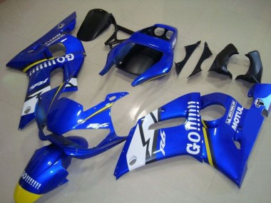 1998-2002 Yamaha YZF R6 Motorcycle Fairings - Blue White Yellow Go Motul