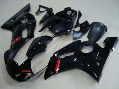 1998-2002 Yamaha YZF R6 Motorcycle Fairings - Glossy Black Red Decal