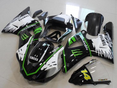 2000-2001 Yamaha YZF R1 Motorcycle Fairings - Glossy Black White Green Monster