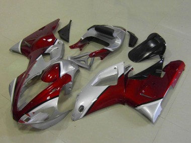 2000-2001 Yamaha YZF R1 Motorcycle Fairings - Silver Maroon Red