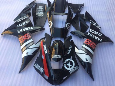 2002-2003 Yamaha YZF R1 Motorcycle Fairings - Glossy Black White Red Yamalube ENEOS