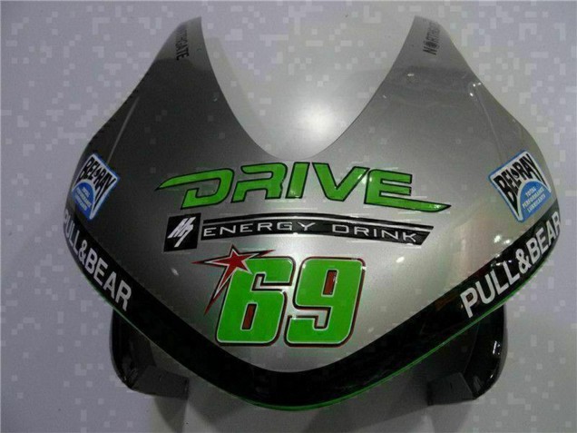 2003-2004 Honda CBR600RR Motorcycle Fairing - Silver Green Glossy Black