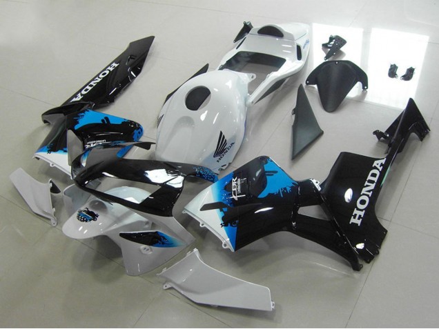 2003-2004 Honda CBR600RR Motorcycle Fairings - White Blue Glossy Black