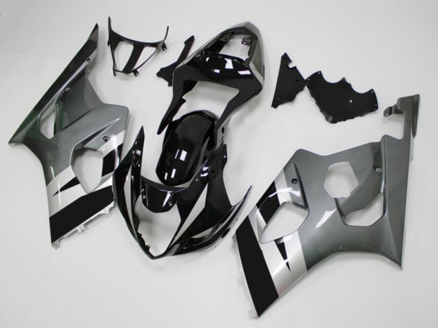 2003-2004 Suzuki GSXR 1000 Motorcycle Fairings - Glossy Black Silver Grey