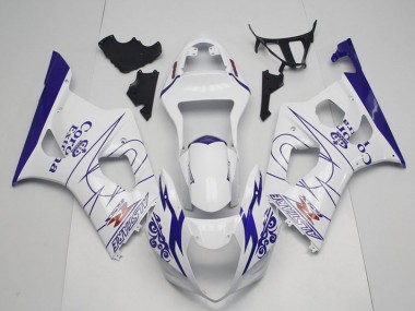 2003-2004 Suzuki GSXR 1000 Motorcycle Fairings - White Blue Corona Alstare