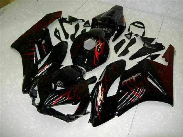 2004-2005 Honda CBR1000RR Motorcycle Fairings - Glossy Black Red Flame