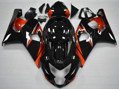 2004-2005 Suzuki GSXR 600/750 Motorcycle Fairings - Glossy Black Red Stripe