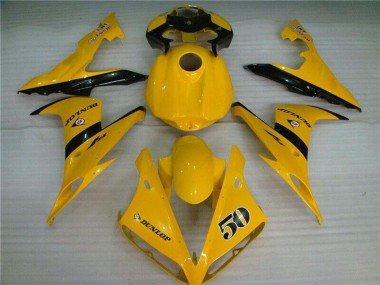 2004-2006 Yamaha YZF R1 Motorcycle Fairings - Yellow Glossy Black Dunlop 50