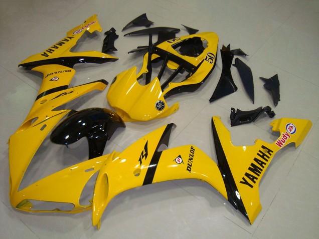 2004-2006 Yamaha YZF R1 Motorcycle Fairing - Yellow Glossy Black