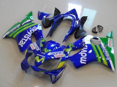 2004-2007 Honda CBR600 F4i Motorcycle Fairings - Blue Green MoviStar Castrol