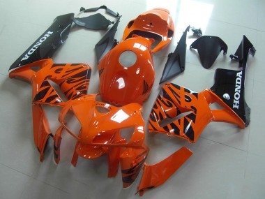 2005-2006 Honda CBR600RR Motorcycle Fairings - Orange Black Flame