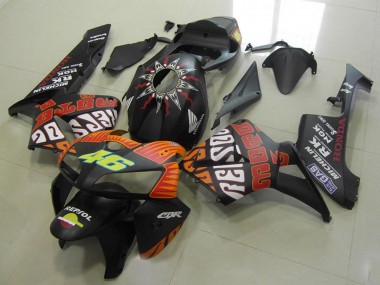 2005-2006 Honda CBR600RR Motorcycle Fairings - Matte Black Orange Yellow Rossi 46