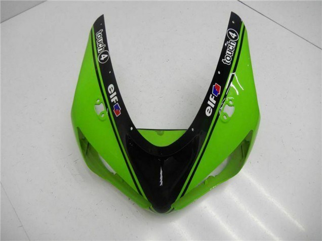 2005-2006 Kawasaki ZX6R Motorcycle Fairings - Green Glossy Black Elf