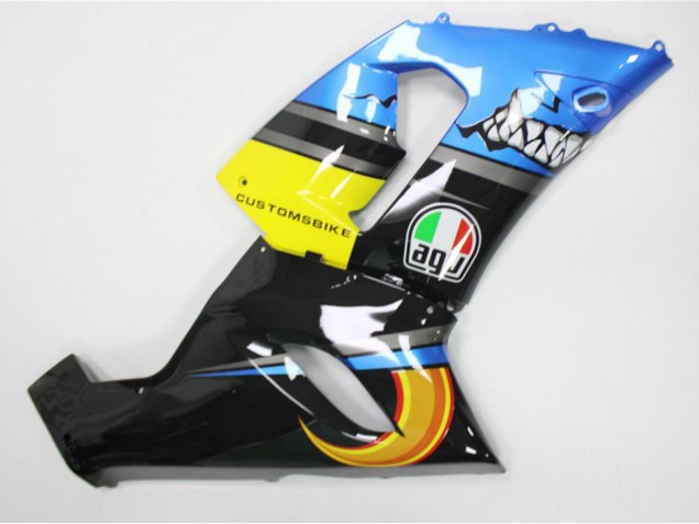 2005-2006 Kawasaki ZX6R Motorcycle Fairings - Blue Yellow Black Shark