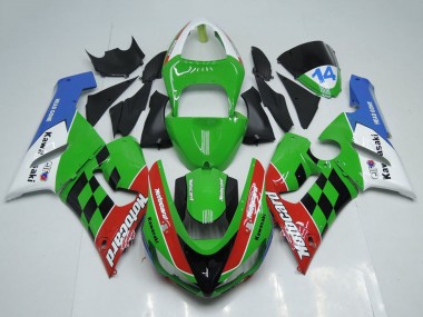 2005-2006 Kawasaki ZX6R Motorcycle Fairings - White Green Red Blue Black Motocard