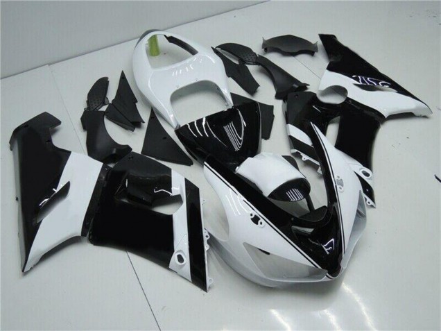 2005-2006 Kawasaki ZX6R Motorcycle Fairings - White Glossy Black