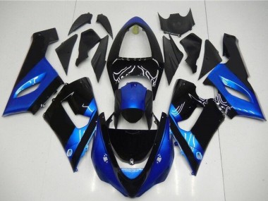 2005-2006 Kawasaki ZX6R Motorcycle Fairing Kits - Blue Glossy Black