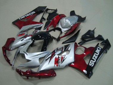 2005-2006 Suzuki GSXR 1000 Motorcycle Fairing - Silver Red Black