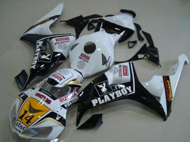 2006-2007 Honda CBR1000RR Motorcycle Fairings - White Yellow Glossy Black Denso Playboy 14