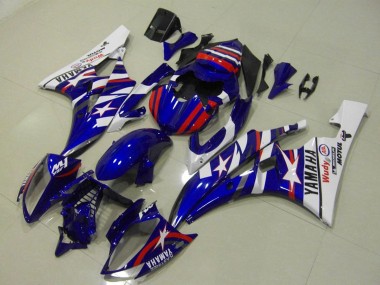 2006-2007 Yamaha YZF R6 Motorcycle Fairings - White Blue Red Motul Michelin