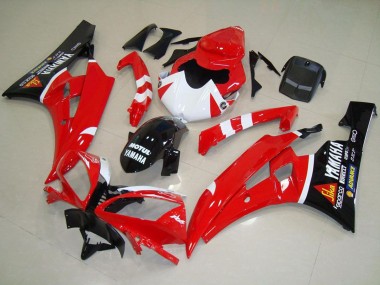 2006-2007 Yamaha YZF R6 Motorcycle Fairings - Red White Glossy Black Motul