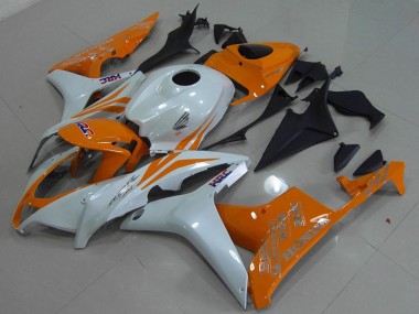 2007-2008 Honda CBR600RR Motorcycle Fairing - White Orange HRC