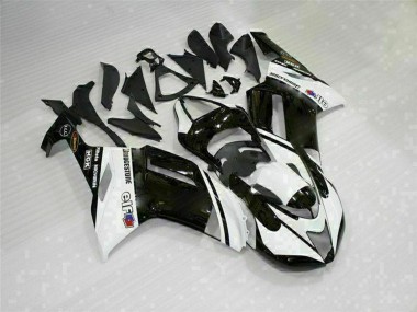 2007-2008 Kawasaki ZX6R Motorcycle Fairings - Black White