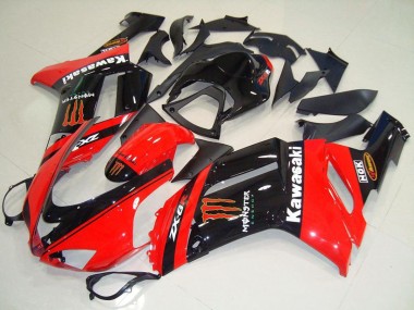 2007-2008 Kawasaki ZX6R Motorcycle Fairings - Monster In Red