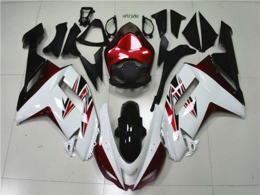 2007-2008 Kawasaki ZX6R Motorcycle Fairings - White Black Red