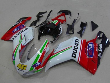 2007-2014 Ducati 848 1098 1198 Motorcycle Fairings - White Red Green Glossy Black Yellow 46