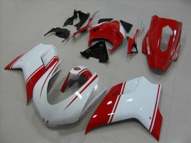 2007-2014 Ducati 848 Motorcycle Fairings - White Red Racing Version