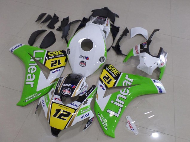 2008-2011 Honda CBR1000RR Motorcycle Fairings - White Green Yellow Glossy Black Linear 12