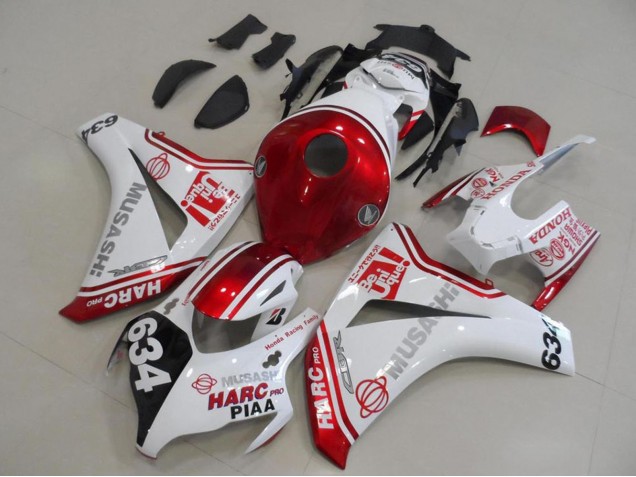 2008-2011 Honda CBR1000RR Motorcycle Fairings - White Red Black HARC Pro PIAA 634