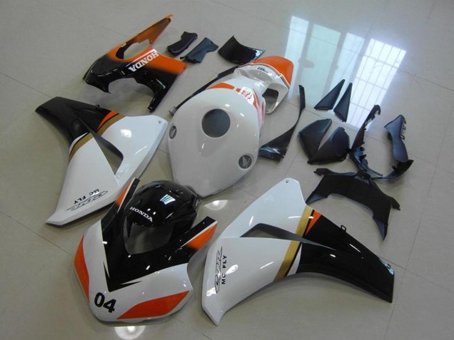 2008-2011 Honda CBR1000RR Motorcycle Fairings - White Orange Glossy Black Racing