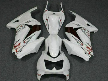 2008-2012 Kawasaki EX250 Motorcycle Fairings - White Red