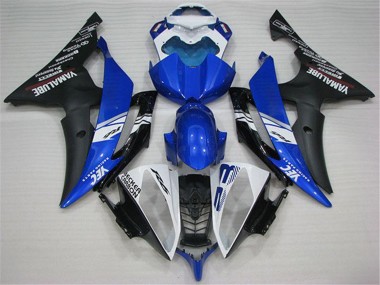 2008-2016 Yamaha YZF R6 Motorcycle Fairings - White Blue Matte Black Yamalube