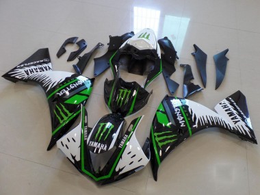 2012-2014 Yamaha YZF R1 Motorcycle Fairing - White Black Green Monster