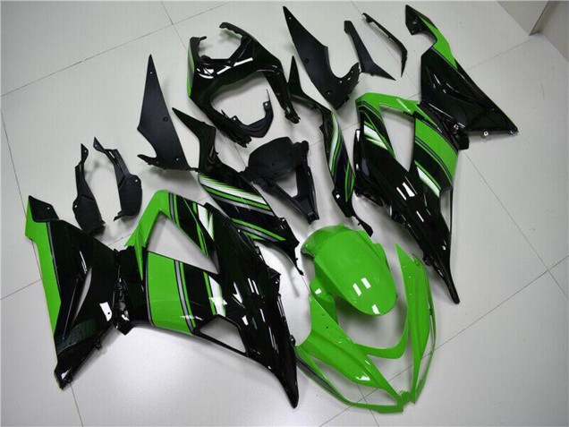 2013-2018 Kawasaki ZX6R Bike Fairings - Green Glossy Black