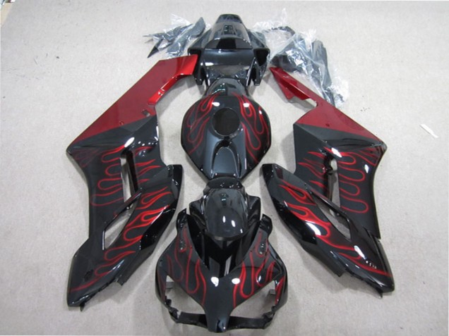 2004-2005 Honda CBR1000RR Motorcycle Fairing - Glossy Black Red Flame