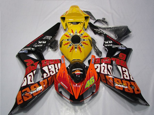 2004-2005 Honda CBR1000RR Motorcycle Fairing - Yellow Orange Glossy Black Repsol Rossi 46