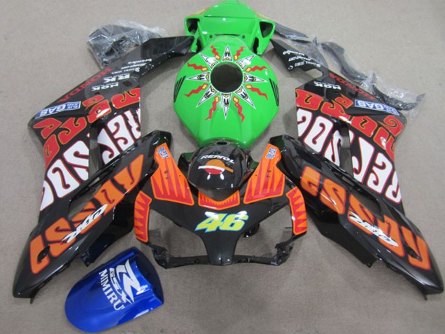 2004-2005 Honda CBR1000RR Motorcycle Fairings - Orange Green Rossi Glossy Black Repsol Rossi 46