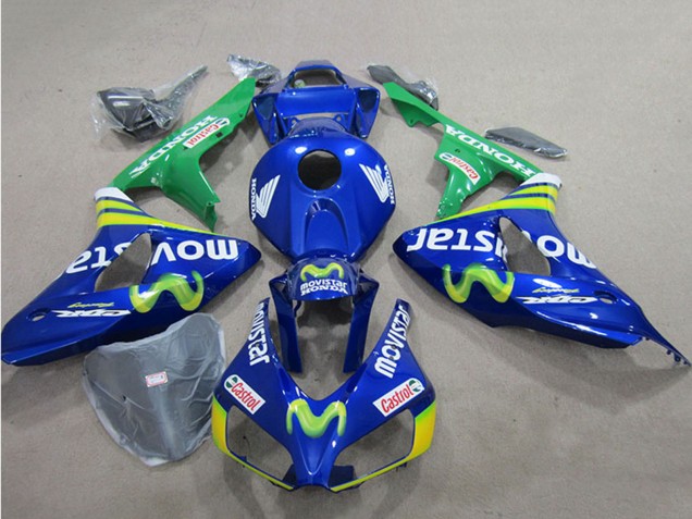 2006-2007 Honda CBR1000RR Motorcycle Fairings - Blue Green Yellow MoviStar Castrol